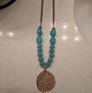 Turquoise and Gold Statement Necklace